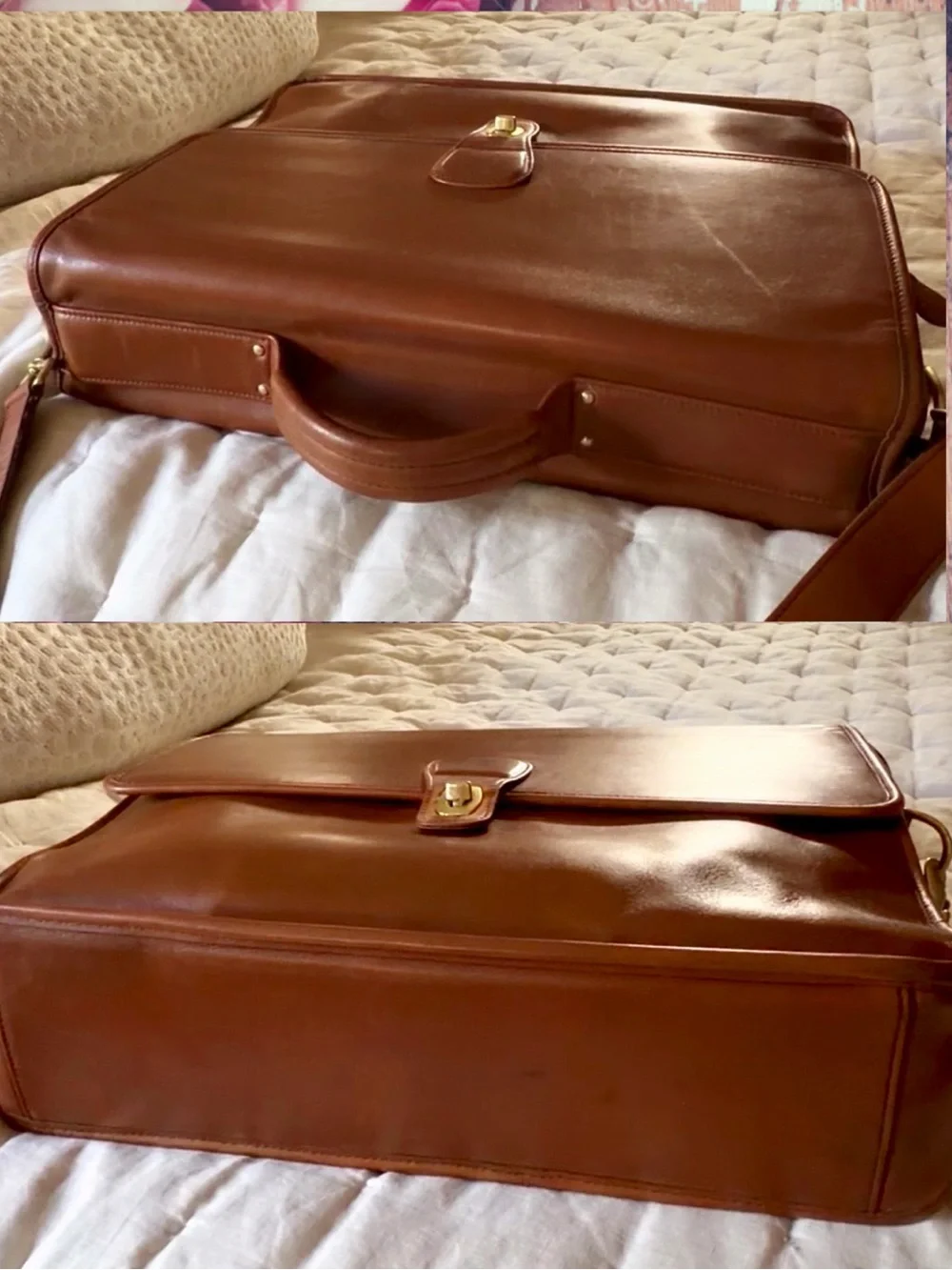VINTAGE COACH BRITISH TAN MULTI-COMPARTMENT BRIEF / BRIEFCASE MESSENGER BAG 0542